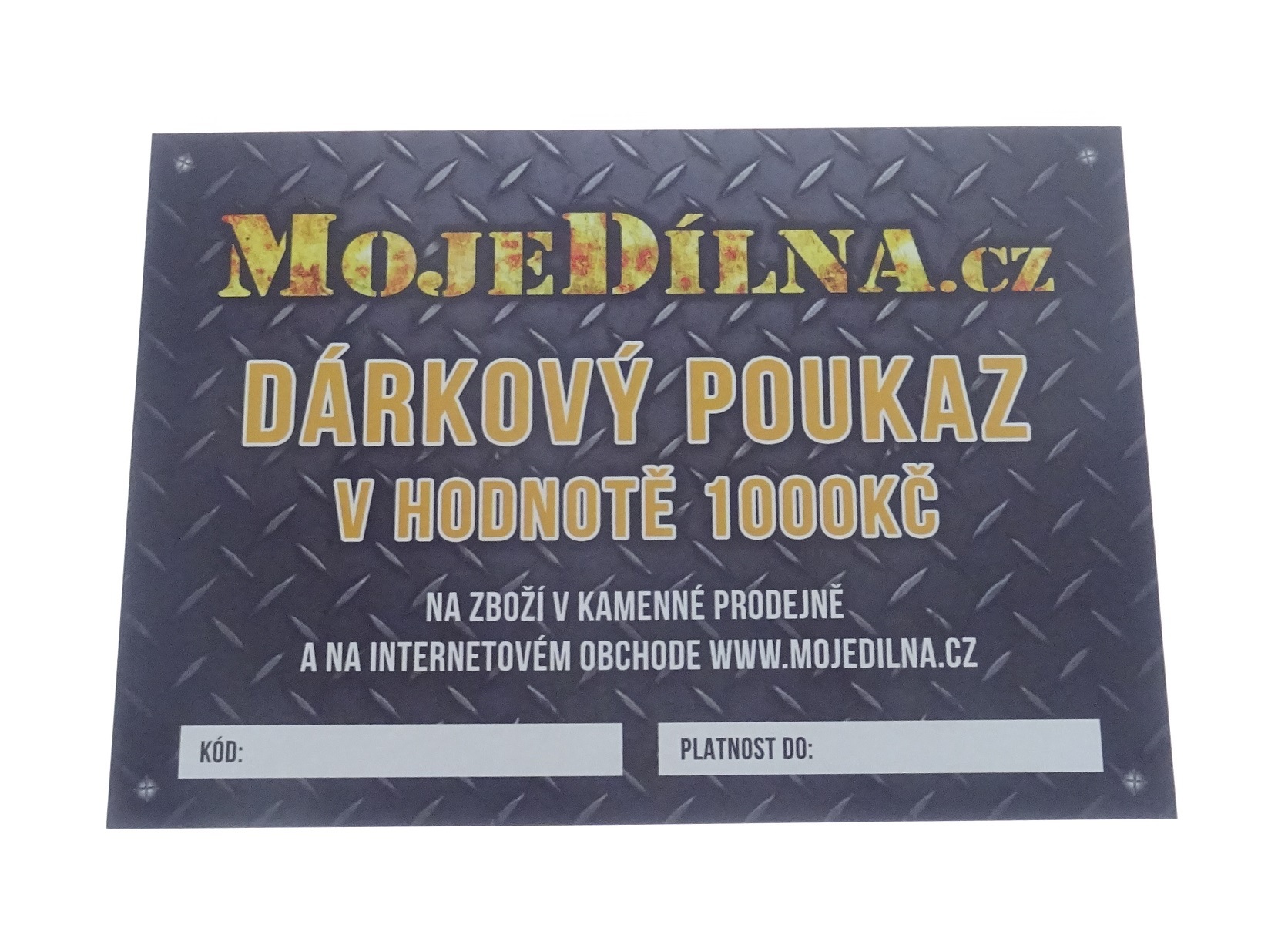Dárkový poukaz MojeDílna.cz v hodnotě 1000 Kč - tištěný MDtools